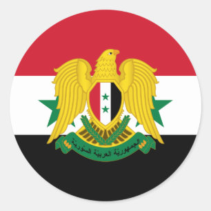 Syrian Flag & Wappen, Flagge Syriens Runder Aufkleber