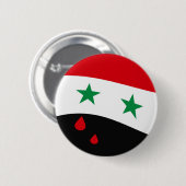 Syrien fahnenschwenkend mit blutroten Rissen Button (Vorne & Hinten)