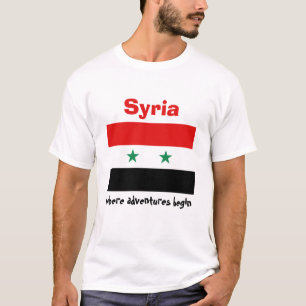 Syrien Flagge + Karte + Text T-Shirt