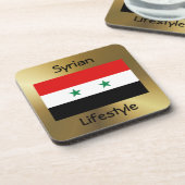 Syrien-Flagge+Text-Untersetzer Getränkeuntersetzer (Linke Seite)