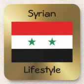 Syrien-Flagge+Text-Untersetzer Getränkeuntersetzer (Vorderseite)