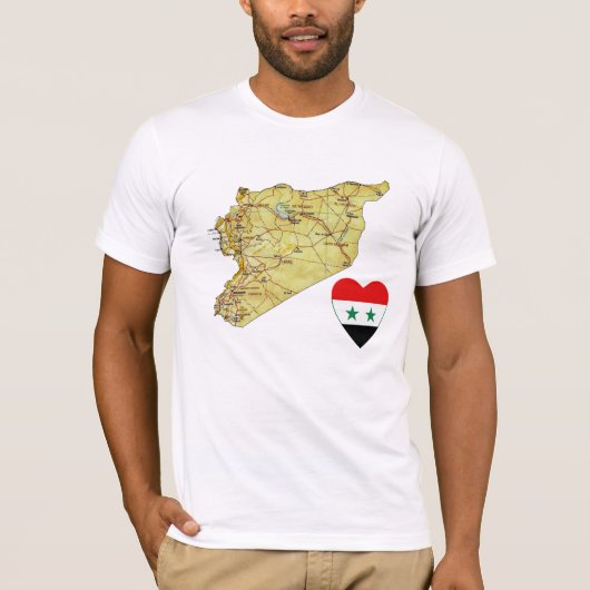 Syrien-Flaggenschwerpunkt und T - Shirt der Karte (Vorderseite)