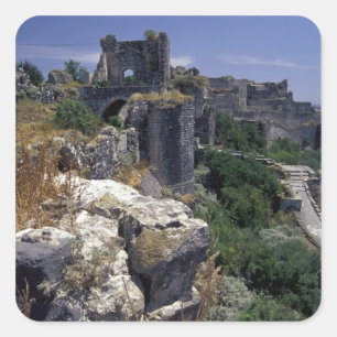 Syrien, Marqab-Burg, Kreuzritterburg gelegen Quadratischer Aufkleber