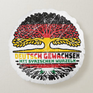 Syrien Syrisch Deutsch Deutschland Baum Wurzel Rundes Kissen