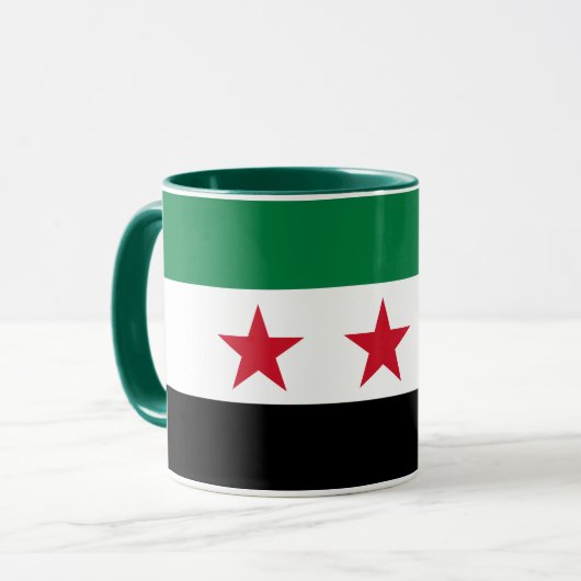 Syrien-Tasse, Patriotik unter syrischer Flagge, Un Tasse (Vorderseite Links)