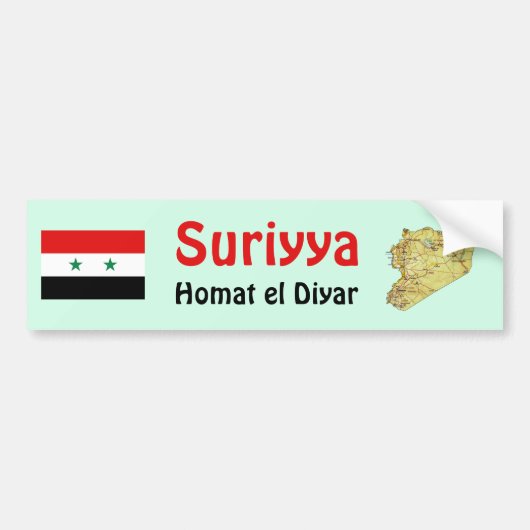 Syrienflagge + Karte Autoaufkleber (Vorne)