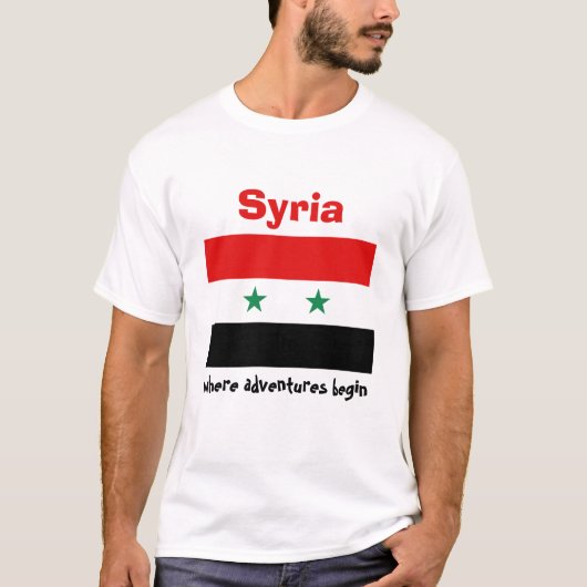 Syrienflagge + Karte + Text-T - Shirt (Vorderseite)