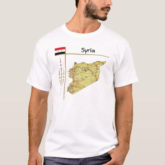 Syrienkarte + Flagge + T - Shirt (Vorderseite)