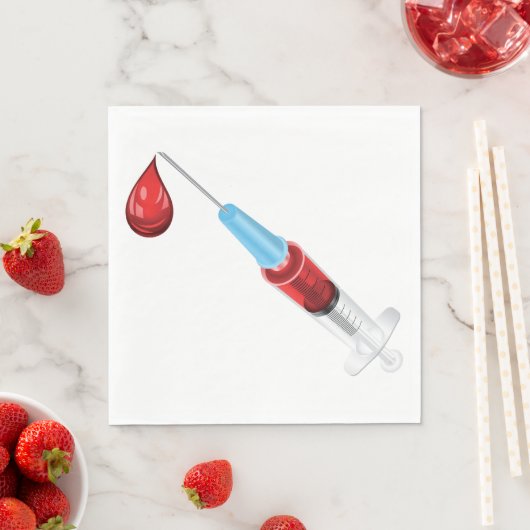 Syringe Of Blood With A Red Drop Serviette (Beispiel)