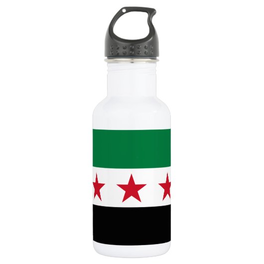 Syrische Flagge Edelstahlflasche (Vorderseite)