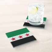 Syrische Flagge Glasuntersetzer (Schrägansicht)