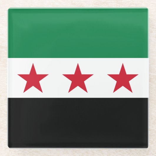 Syrische Flagge Glasuntersetzer (Vorderseite)