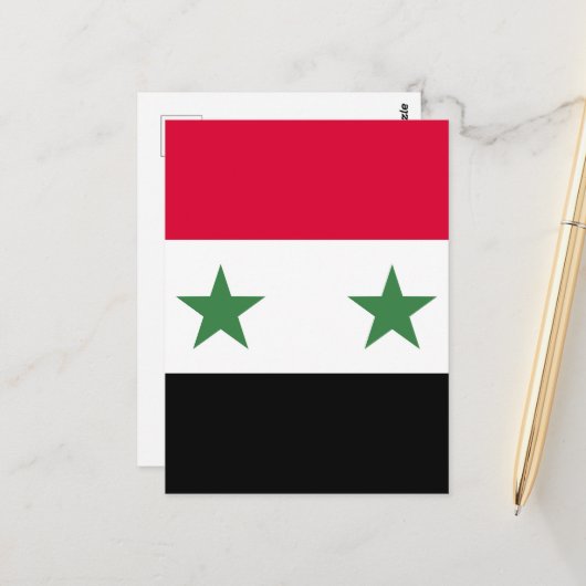 Syrische Flagge Postkarte (Vorderseite/Rückseite Beispiel)