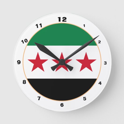Syrische Flagge, Unabhängigkeit Syriens/Uhr Runde Wanduhr (Vorderseite)