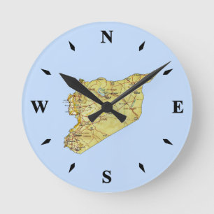 Syrische Kartensperre Runde Wanduhr