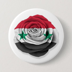 Syrische Rosen-Flagge auf Weiß Button