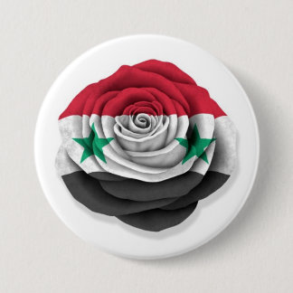 Syrische Rosen-Flagge auf Weiß Button