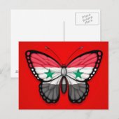 Syrische Schmetterlingsflagge auf Rot Postkarte (Vorne/Hinten)