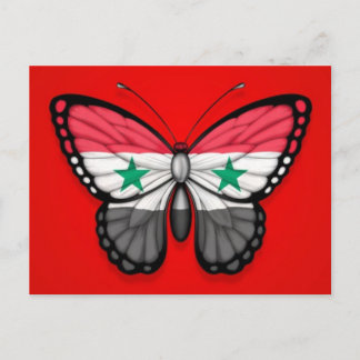 Syrische Schmetterlingsflagge auf Rot Postkarte