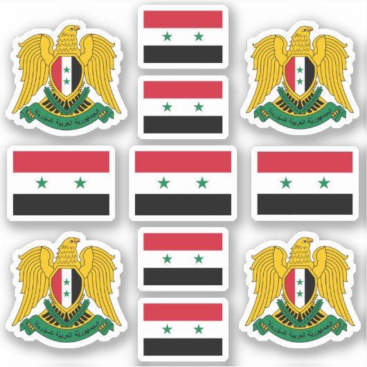 Syrische Staatssymbole/Emblem und Flagge Aufkleber (Vorderseite)
