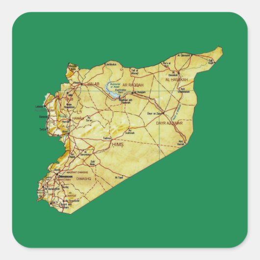 syrisches Kartenzeichen Quadratischer Aufkleber (Vorderseite)