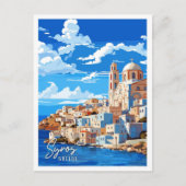 Syros Greece Vintage Reise Illustration Postkarte (Vorderseite)