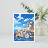Syros Greece Vintage Reise Illustration Postkarte (Stehend Vorderseite)