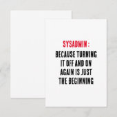 Sysadmin Weil das Ausschalten und Einschalten wied Dankeskarte (Vorne/Hinten)