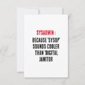 Sysadmin Weil 'sysop' cooler klingt als Dankeskarte (Vorderseite)