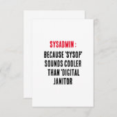 Sysadmin Weil 'sysop' cooler klingt als Dankeskarte (Vorne/Hinten)