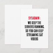 Sysadmin Wir behielt die Server laufen, sodass Sie Dankeskarte (Vorne/Hinten)