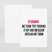 Sysadmin Wir schalten "versuchen Sie, es auszuscha Dankeskarte (Vorne/Hinten)