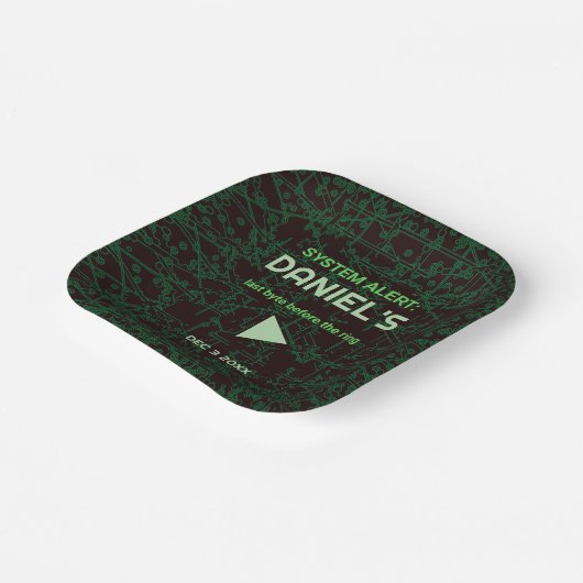 System Alert Hacker Bachelor Pappteller (Gewinkelt)