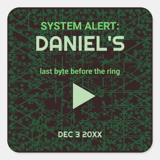 System Alert Hacker Bachelor Party Square Sticker (Vorderseite)