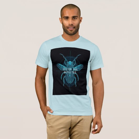 System Bug Detected Funny Cybernetic Tech T-Shirt (Vorne ganz)