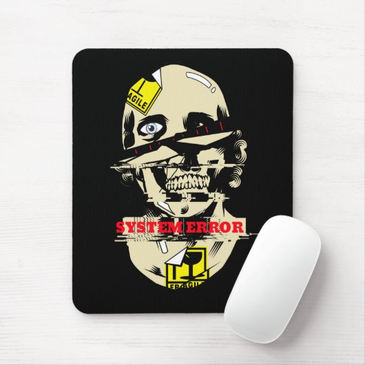 System Error Glitch Skull Streetwear Art Mousepad (Mit Mouse)