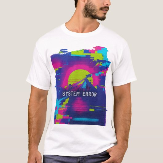 SYSTEM ERROR – Glitch Sunset Mountains T-Shirt (Vorderseite)