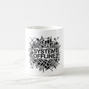 System Offline Brutalist Cyber City Schablonen-Gra Kaffeetasse