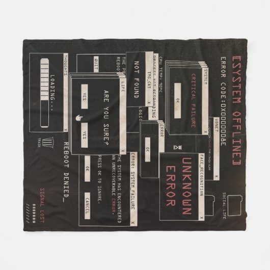 System Offline - Techno-Brutalist-Design Fleecedecke (Vorderseite (Horizontal))