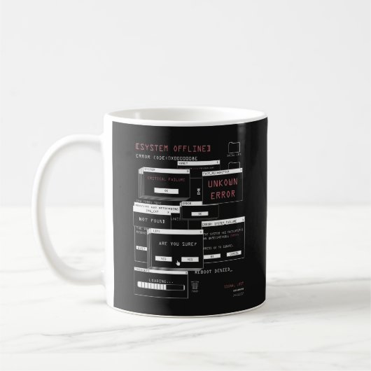 System Offline - Techno-Brutalist-Design Kaffeetasse (Links)