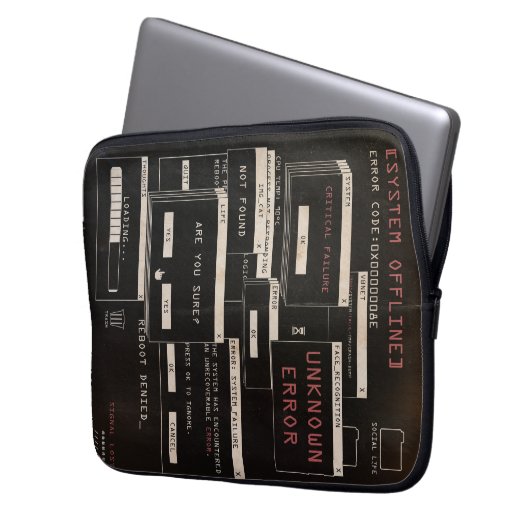 System Offline - Techno-Brutalist-Design Laptopschutzhülle (Vorderseite Links)