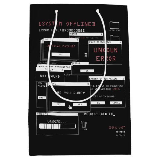 System Offline - Techno-Brutalist-Design Mittlere Geschenktüte (Vorderseite)