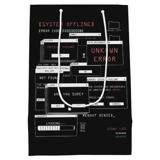 System Offline - Techno-Brutalist-Design Mittlere Geschenktüte (Rückseite)