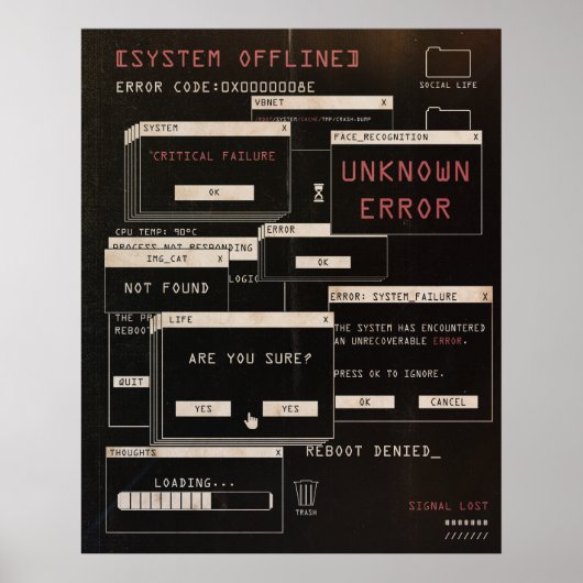 System Offline - Techno-Brutalist-Design Poster (Vorne)