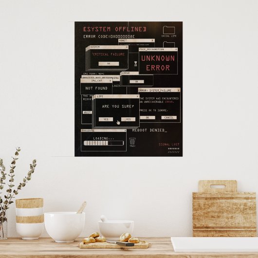System Offline - Techno-Brutalist-Design Poster (Küche)