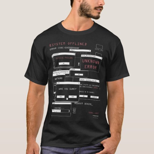 System Offline - Techno-Brutalist-Design T-Shirt (Vorderseite)