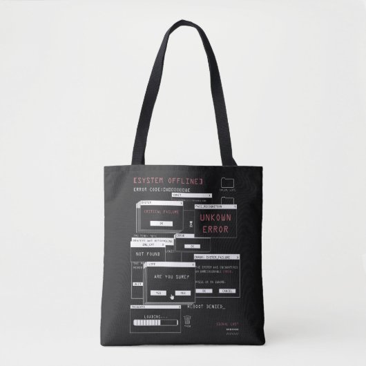 System Offline - Techno-Brutalist-Design Tasche (Vorderseite)