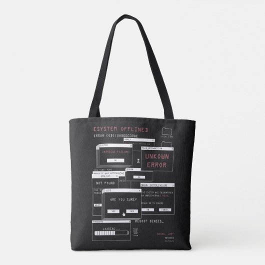 System Offline - Techno-Brutalist-Design Tasche (Rückseite)