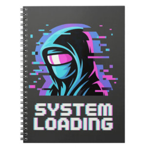System wird geladen – Cyber Glitch Hoodie Art Notizblock
