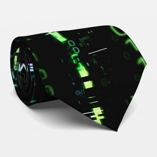 Systemfehler Cyberpunk-Code-Matrix Krawatte (Gerollt)